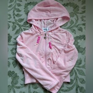 Lola and the Boys‎ Pink Velour Zip-Up Sweater size 8